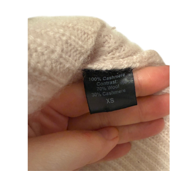 Jenni Kayne XS Iconic 100% Cashmere Fisherman Sweater $425 Light Pink Red Stripe - Picture 5 of 8